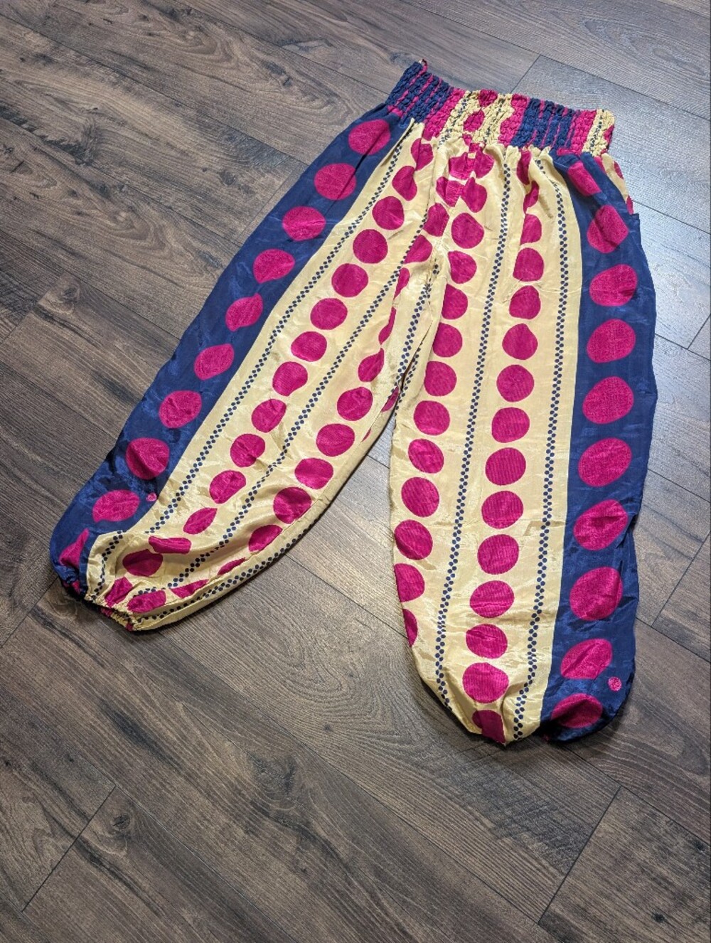 EARTHBOUND Pink, Yellow & Navy Patterned Harem Pants - Picture 6 of 6